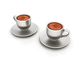 Image showing Coffee cups on saucer