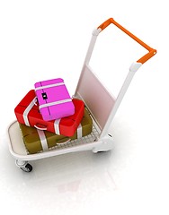 Image showing Trolley for luggage at the airport and luggage