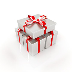 Image showing Gifts with ribbon on a white background