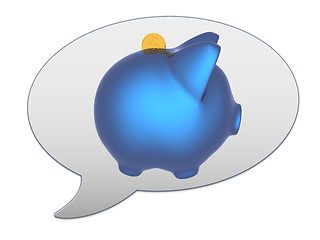 Image showing messenger window icon and Blue metal piggy bank