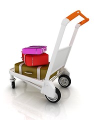 Image showing Trolley for luggage at the airport and luggage