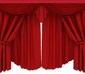 Image showing Red curtains isolated on a white background 