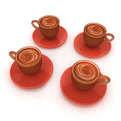 Image showing Coffee cups on saucer