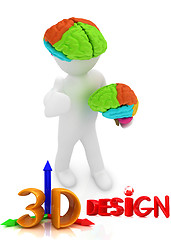 Image showing 3d people - man with a brain