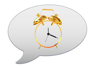 Image showing messenger window icon. Gold alarm clock icon 