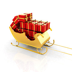 Image showing Christmas Santa sledge with gifts