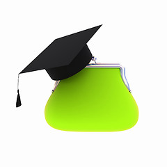 Image showing money bags education hat sign illustration design over white 