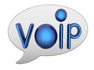 Image showing messenger window icon and Blue metallic word VoIP 