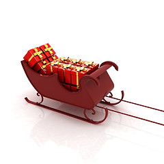 Image showing Christmas Santa sledge with gifts