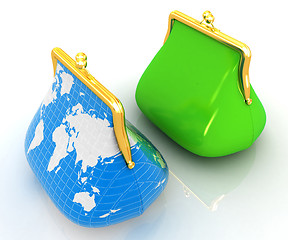 Image showing Purse Earth and purses. On-line concept