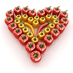 Image showing Bulgarian Pepper Heart Shape, On White Background