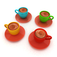 Image showing Coffee cups on saucer