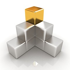 Image showing colorful block diagram with one individual gold cube top