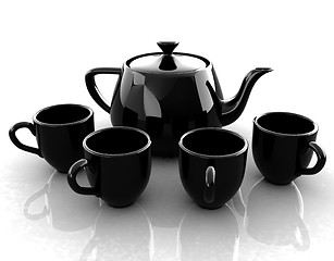 Image showing black teapot and cups