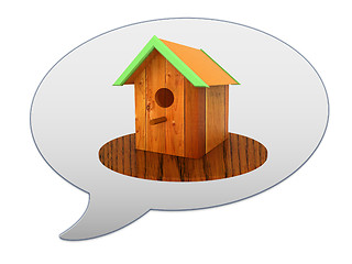 Image showing messenger window icon and Nest box birdhouse 