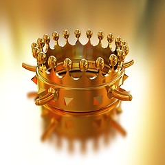 Image showing Gold crown isolated on gold background 