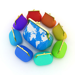 Image showing Purse Earth and purses. On-line concept