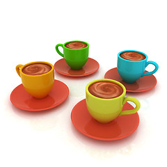 Image showing Coffee cups on saucer