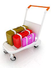 Image showing Trolley for luggage at the airport and luggage