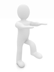 Image showing 3d personage on white background. Starting series: stretching be