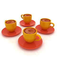 Image showing Coffee cups on saucer