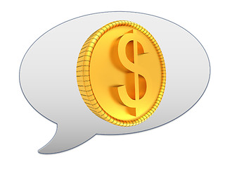 Image showing messenger window icon and gold dollar coin