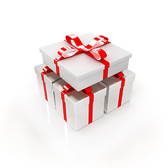 Image showing Gifts with ribbon on a white background