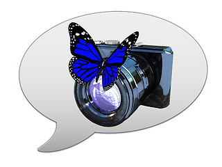 Image showing messenger window icon and photographic camera and butterfly