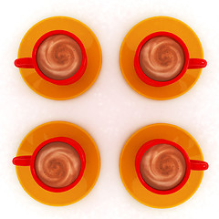 Image showing Coffee cups on saucer