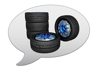 Image showing messenger window icon and car wheels