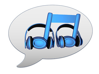 Image showing messenger window icon. Blue headphones and note