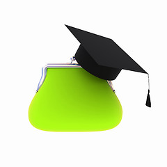 Image showing money bags education hat sign illustration design over white 