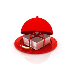 Image showing Illustration of a luxury gift on restaurant cloche