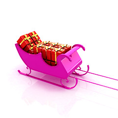 Image showing Christmas Santa sledge with gifts