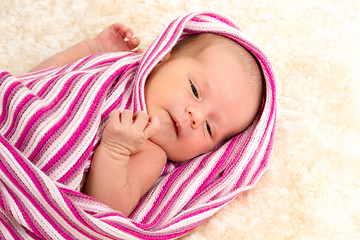 Image showing smiling newborn baby