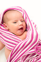 Image showing smiling newborn baby