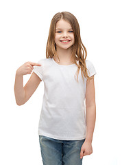 Image showing smiling little girl in blank white t-shirt