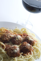 Image showing meatballs and spaghetti classic