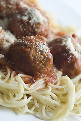 Image showing meatballs and spaghetti classic