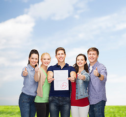 Image showing group of students showing test and thumbs up