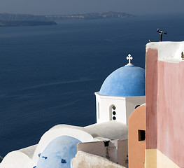 Image showing greek church santorini island