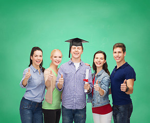 Image showing group of students with diploma showing thumbs up