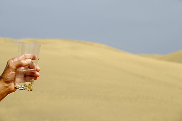 Image showing Hand and fresh water in desert