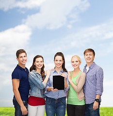 Image showing students showing blank tablet pc screen