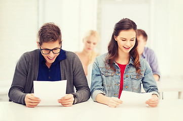 Image showing two teenagers looking at test or exam results