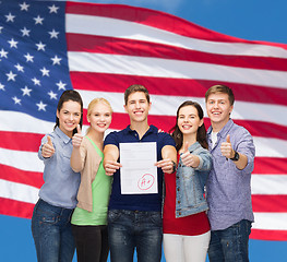 Image showing group of students showing test and thumbs up