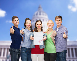 Image showing group of students showing test and thumbs up