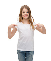 Image showing smiling little girl in blank white t-shirt