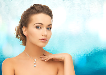 Image showing woman wearing shiny diamond pendant