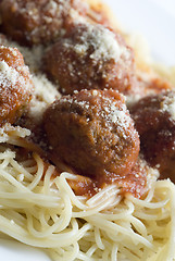 Image showing meatballs and spaghetti classic